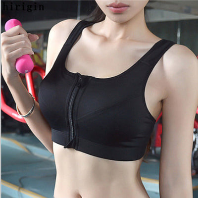 Zipper Push Up Sports Bra